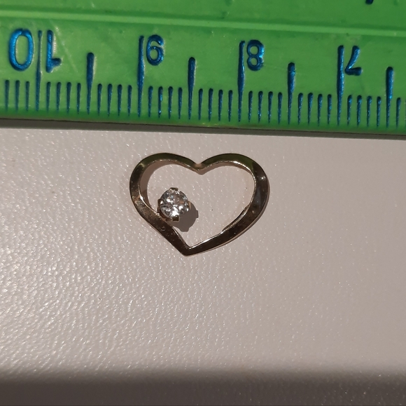 Authentic genuine solid 14K yellow gold 💛 CZ Floating open heart Pendant CHARM - Picture 2 of 6